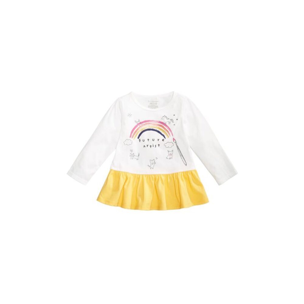 First Impressions Baby Girls Peplum Hem Graphic Print Cotton Top